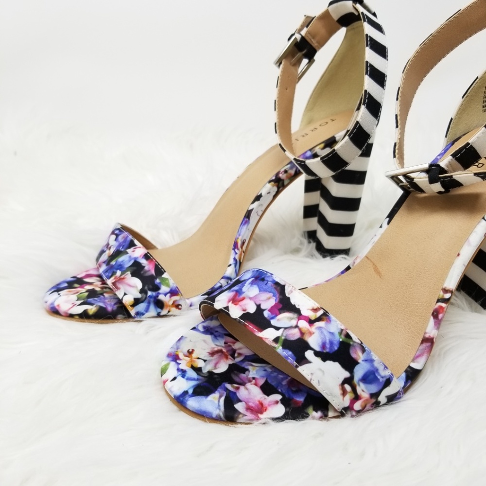 Torrid Floral Stripe Chunky Heels Size 10W - Picture 3 of 7